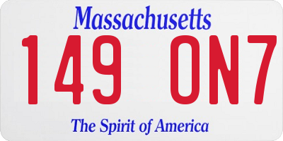 MA license plate 149ON7