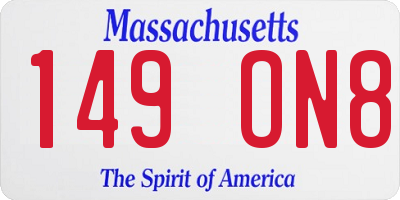 MA license plate 149ON8