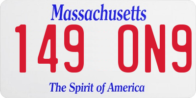 MA license plate 149ON9