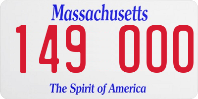 MA license plate 149OO0