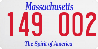 MA license plate 149OO2