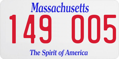 MA license plate 149OO5