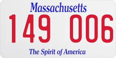 MA license plate 149OO6