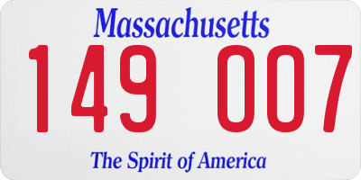 MA license plate 149OO7