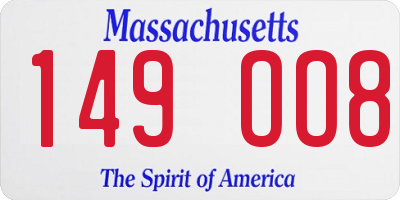 MA license plate 149OO8