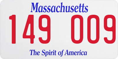 MA license plate 149OO9