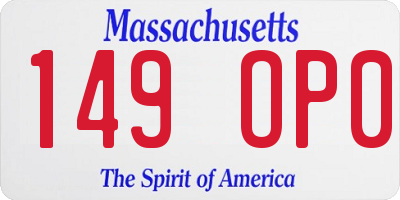 MA license plate 149OP0