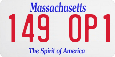 MA license plate 149OP1