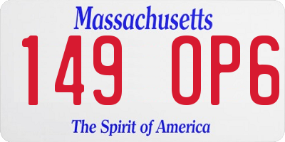 MA license plate 149OP6