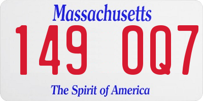 MA license plate 149OQ7
