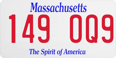 MA license plate 149OQ9
