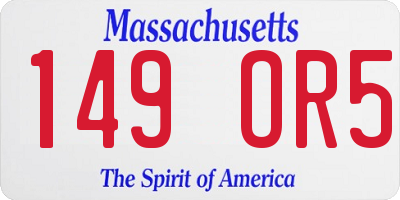 MA license plate 149OR5