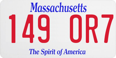 MA license plate 149OR7