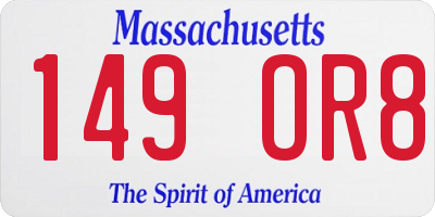 MA license plate 149OR8