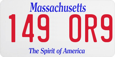 MA license plate 149OR9