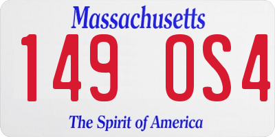 MA license plate 149OS4