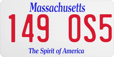 MA license plate 149OS5