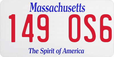 MA license plate 149OS6