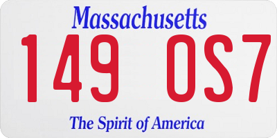 MA license plate 149OS7