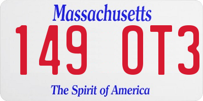 MA license plate 149OT3