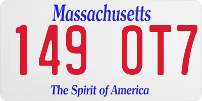 MA license plate 149OT7