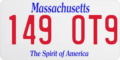 MA license plate 149OT9