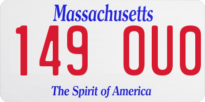 MA license plate 149OU0