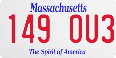 MA license plate 149OU3