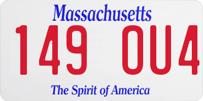 MA license plate 149OU4