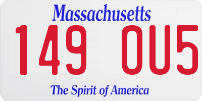 MA license plate 149OU5