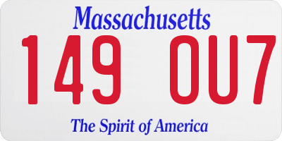 MA license plate 149OU7