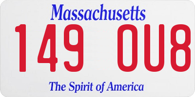 MA license plate 149OU8