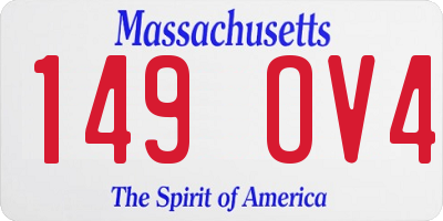 MA license plate 149OV4