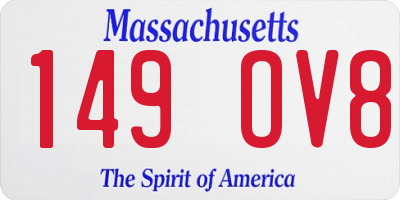 MA license plate 149OV8
