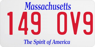 MA license plate 149OV9
