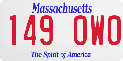 MA license plate 149OW0