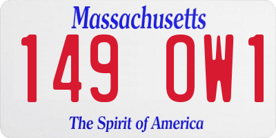 MA license plate 149OW1