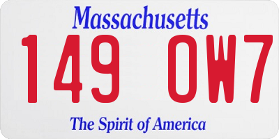 MA license plate 149OW7