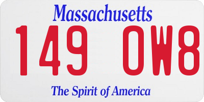 MA license plate 149OW8