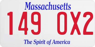 MA license plate 149OX2