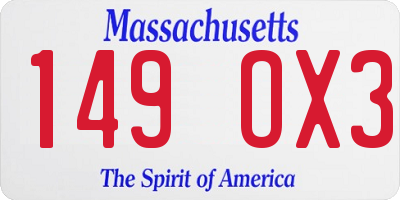 MA license plate 149OX3