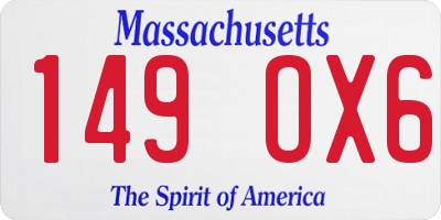 MA license plate 149OX6