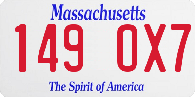 MA license plate 149OX7
