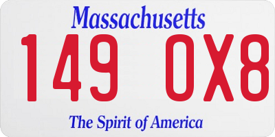 MA license plate 149OX8