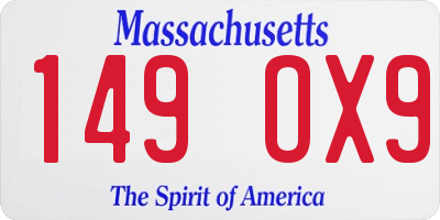 MA license plate 149OX9