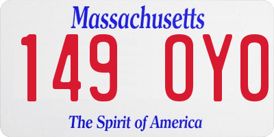 MA license plate 149OY0