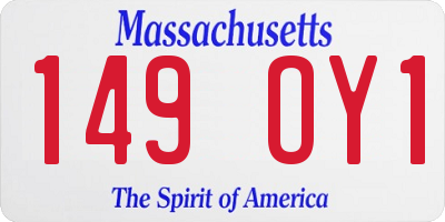 MA license plate 149OY1