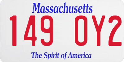 MA license plate 149OY2