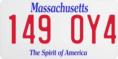 MA license plate 149OY4