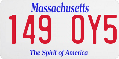 MA license plate 149OY5